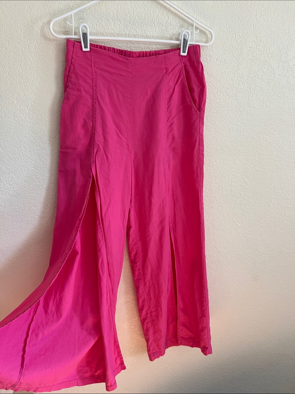 Happily Grey Linen Split Leg Pants